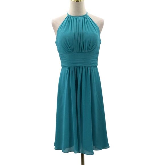 AW BRIDAL 10 L turquoise blue Leda homecoming cocktail party mini dress NEW B153 - Picture 3 of 9